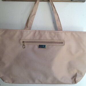 4/$20 sale NWOT Bella Russo Large Tan Pink Tote Bag Weekender Dusty Rose Travel